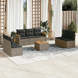 Maison Chic Salon de jardin 8 pcs avec coussins | Ensemble de Table et chaises | Mobilier d'Extérieur gris résine tressée -GKD90323