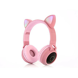 Justgreenbox Casque d'écoute Bluetooth 5.0 pour chat mignon, Rose