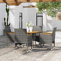 Maison Chic Salon de jardin de salle à manger 5 pcs,Table et Chaises d'extérieur,Mobilier de jardin Résine tressée Gris -MN98108