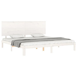 Acheter Maison Chic Lit adulte - Cadre Structure de lit avec tête de lit Contemporain blanc 200x200 cm bois massif -MN17710