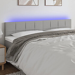 Maison Chic Tête de lit scandinave à LED,meuble de chambre Gris clair 200x5x78/88 cm Tissu -MN15569