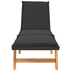 Avis Helloshop26 Transat chaise longue bain de soleil lit de jardin terrasse meuble d'extérieur avec table résine tressée et bois massif d'acacia 02_0012691