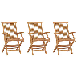 vidaXL Chaises de jardin pliables lot de 3 Bois de teck massif