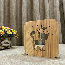 Nouveauté Veilleuse En Bois USB 3D Découpé Chat Forme Lampe de Table Lit Chambre Décor Anniversaire Cadeaux de Noël Jouets pour Enfant Adultes