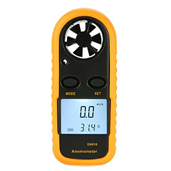 Mini thermomètre de température de testeur de vitesse du vent GM816 d'anémomètre LCD numérique - Jaune