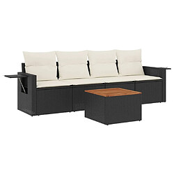 Maison Chic Salon de jardin 5 pcs avec coussins | Ensemble de Table et chaises | Mobilier d'Extérieur noir résine tressée -GKD30470