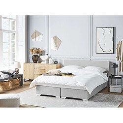 Beliani Lit Boxspring PRESIDENT 160 x 200 cm Tissu Gris clair