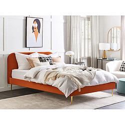 Beliani Lit double en velours orange 180 x 200 cm FLAYAT