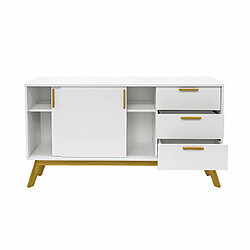 Avis Mes Buffet 2 portes coulissantes 3 tiroirs 100x40x75 cm blanc - KUNDA