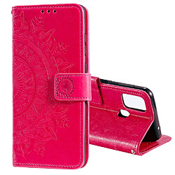 Etui en PU empreinte fleur cool rose pour votre Samsung Galaxy A21s