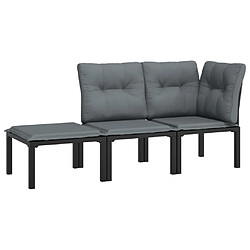 Avis Maison Chic Salon de jardin 3 pcs - Table et chaises d'extérieur - Mobilier/Meubles de jardin Moderne noir et gris résine tressée -MN72163