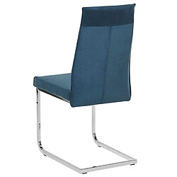 Beliani Chaise de salle à manger Chaise en porte-à-faux ROCKFORD Set de 2 Velours Bleu pas cher