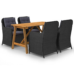 Salle à manger de jardin 5 pcs,Table et chaise à dîner Noir -MN55987