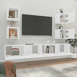 Avis Maison Chic Ensemble de meubles TV 6 pcs | Banc TV Moderne pour salon | Meuble de Rangement - Blanc Bois d'ingénierie -MN41456