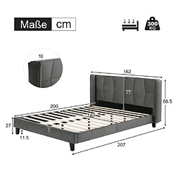 ComfortXL Lit Rembourré 140*200 Avec Sommier à Lattes Et Tête De Lit, Lit Pour Adolescents, Gris pas cher