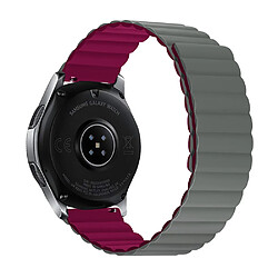 Bracelet en silicone magnétique, 22mm à fermeture rapide, taille L pour votre Samsung Galaxy Watch 3 45mm/Gear S3 Frontier/Classic - Gris/rouge vin