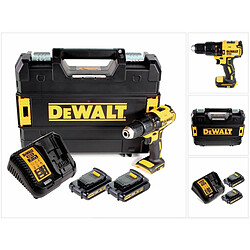 DeWalt DCD 778 S2T Perceuse visseuse à percussion sans fil 18 V Brushless avec 2-vitesses de transmission + Coffret TSTAK Box + 2x Batteries 1,5 Ah + Chargeur