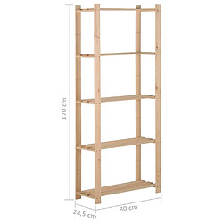 vidaXL Étagère de stockage 5 niveaux 80x28,5x170 cm Bois de pin massif pas cher