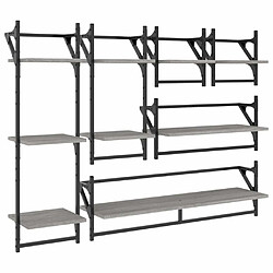 Maison Chic Ensemble 6 d'Étagères murales,Étagère Rangement flottate avec barres sonoma gris -MN55614