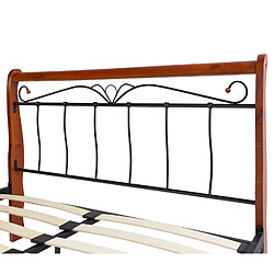 Decoshop26 Lit adulte 2 personnes en métal et bois 140 x 200cm avec sommier à lattes LIT06023