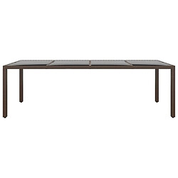 Maison Chic Table de jardin | Table d'extérieur avec dessus en verre marron résine tressée -GKD29942