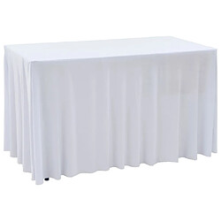 Decoshop26 Nappes élastiques de table avec jupon 2 pièces 120x60,5x74cm Blanc DEC022463