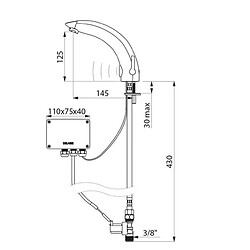 Delabie - Mitigeur de lavabo électronique TEMPOMATIC MIX 2 M3/8" secteur 230/12V + transfo