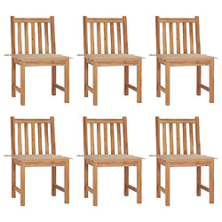 vidaXL Chaises de jardin lot de 6 avec coussins Bois de teck massif