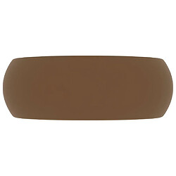 Vente-Unique Lavabo rond de luxe vasque à poser de toilette lave-mains de salle de bain cuisine vestiaire maison intérieur 40x15 cm céramique crème mat 02_0002749