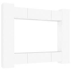 Maison Chic Ensemble de meubles TV 8 pcs | Banc TV Moderne pour salon | Meuble de Rangement - Blanc Bois d'ingénierie -MN37760