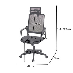 Decoshop26 Fauteuil de bureau ergonomique pivotante avec accoudoirs et dossier en tissu mesh bleu-gris 04_0001879