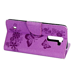 Wewoo Housse Étui Violet pour LG Stylo 2 / LS775 Papillons Gaufrage Horizontal en cuir Flip avec support et Slots de cartes Portefeuille & Longe pas cher