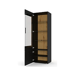 Bestmobilier Leolio - vitrine - noir et bois - 60x190 cm