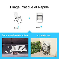 Avis Helloshop26 Chaise de jardin pliante en pp avec dossier réglable à 7 niveaux fauteuil d’extérieur avec cadre métal pour plage piscine blanc 20_0005121