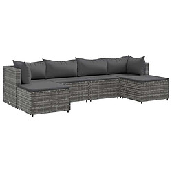 vidaXL Salon de jardin 6 pcs avec coussins Gris Résine tressée