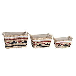 Set de basket DKD Home Decor Polyester Colonial Fibre (39 x 27 x 24 cm)