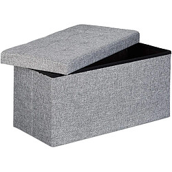 Helloshop26 Tabouret banquette pouf de rangement pliant coffre repose-pieds 76 cm lin gris 13_0002337_4