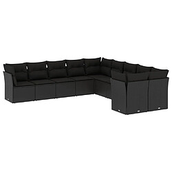 Maison Chic Salon de jardin 10 pcs avec coussins | Ensemble de Table et chaises | Mobilier d'Extérieur noir résine tressée -GKD79373