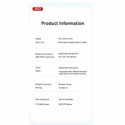 XO C119 Vélo - Moto - Scooter - Support Quad Fixation Support Smartphone avec Rotation Flexi Noir pas cher