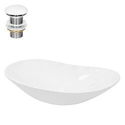 Ecd Germany Lavabo salle de bain ovale céramique blanc + garniture de vidange 640x365x130 mm