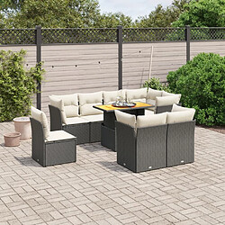 Maison Chic Ensemble Tables et chaises d'extérieur 9 pcs avec coussins,Salon de jardin noir résine tressée -GKD217162