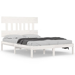 Maison Chic Lit adulte 150x200cm - Cadre de lit,Structure du lit Contemporain pour chambre Blanc Bois massif Très grand -MN59017