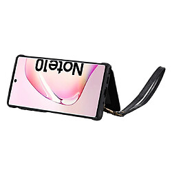 Wewoo Housse Étui Coque Pour Galaxy Note 10 de protection antichoc à fermeture à glissière avec porte et logements cartesportefeuille et lanière et cadre photos noir pas cher