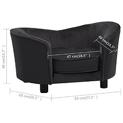 vidaXL Canapé pour chien Noir 69x49x40 cm Peluche et similicuir pas cher