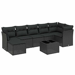 Maison Chic Ensemble Tables et chaises d'extérieur 8 pcs avec coussins,Salon de jardin noir résine tressée -GKD325938