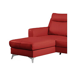 VENESETTI - Canapé d'angle convertible en cuir italien de luxe 5/6 places GIANNI avec coffre, rouge foncé, angle gauche pas cher