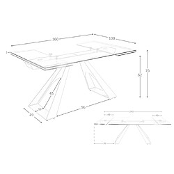 Angel Cerda Table à manger à rallonge rectangulaire verre trempé pas cher