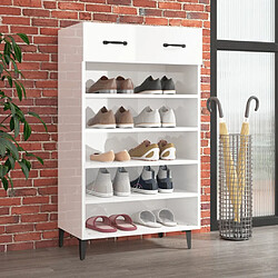 Maison Chic Armoire à Chaussures,Meuble de Rangement à Chaussures Blanc brillant 60x35x105cm Bois ingénierie -MN28427