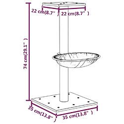 Helloshop26 Arbre à chat meuble tour grimper jouet grattage grattoir escalade plateforme avec griffoir en sisal foncé 74 cm gris 02_0022444 pas cher