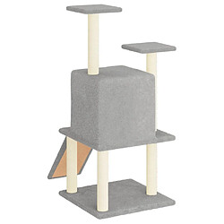 Avis Helloshop26 Arbre à chat meuble tour grimper jouet grattage grattoir escalade plateforme avec griffoirs en sisal clair 110 cm gris 02_0022548